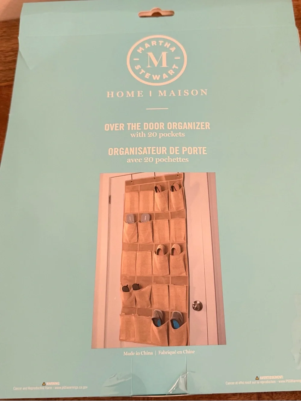 Martha Stewart Tan 20-Pocket Over-the-Door Organizer NWT